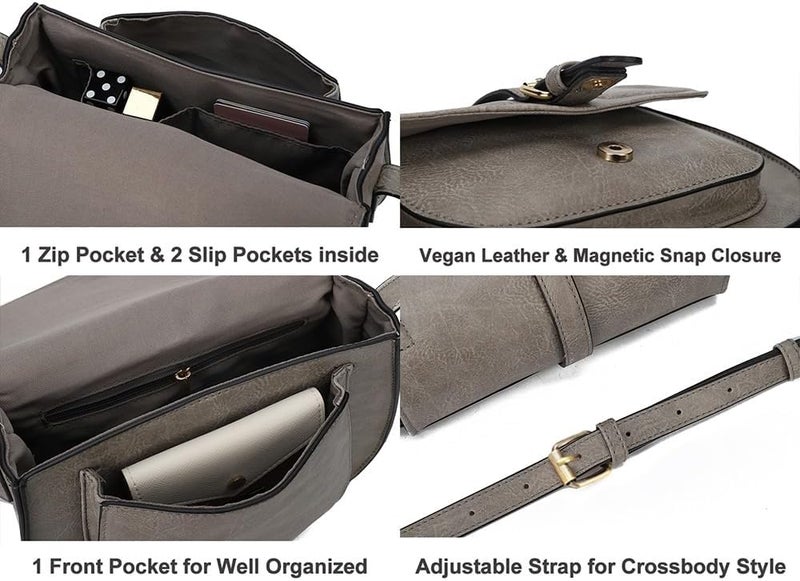 AFKOMST Crossbody Bags for Women,Small Saddle Purse and Boho Cross Body Handbags,Vegan Leather - Image 3